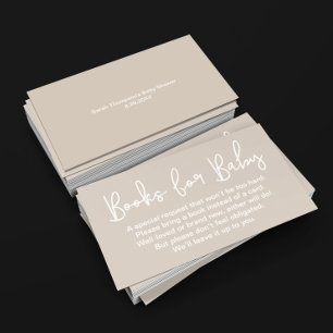 Modern Script Beige Baby shower Bokförfrågan Tilläggskort
