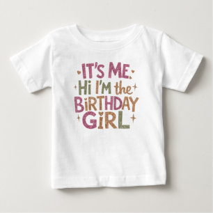 Modern Script Birthday Girl Baby T Shirt