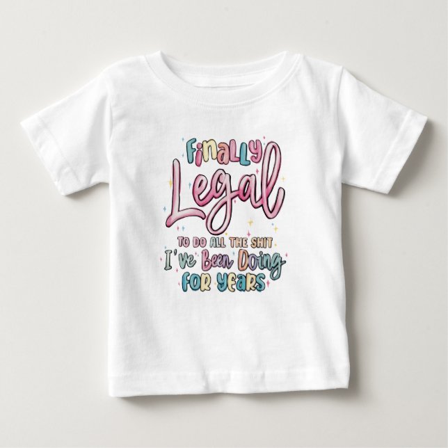 Modern Script Birthday Girl Baby T Shirt (Framsida)
