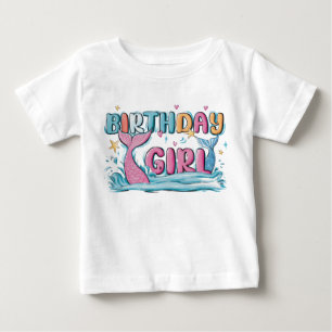Modern Script Birthday Girl Baby T Shirt