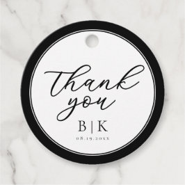 Modern Script Black and White Gräns Bröllop Gåvor Etiketter