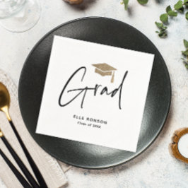 Modern Script Black and White Studenten Pappersservett