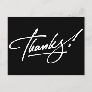 Modern Script Black and White-tackkort Vykort