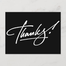 Modern Script Black and White-tackkort Vykort