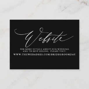 Modern Script Black Bröllop-webbplatskort Visitkort