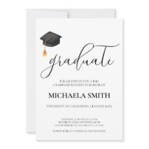 Modern Script Black Cap College Graduation Party