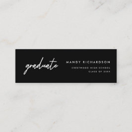 Modern Script Black Graduation Name Card Insert Mini Visitkort