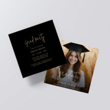 Modern Script Black & Guld Photo Studentfest