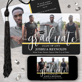 Modern Script Black och Guld 4 Photo Studenten Meddelande