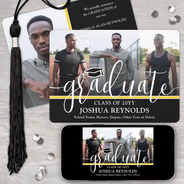 Modern Script Black och Guld 4 Photo Studenten Meddelande (Skapare uppladdad)