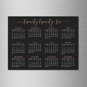 Modern Script Black Ro Guld 2022 Calendar Magnet