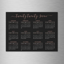 Modern Script Black Rose Gold 2027 Kalender