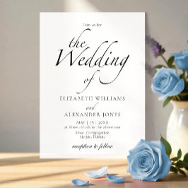 Modern Script Black & White Bröllop Inbjudningar