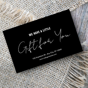 Modern Script Black & White Gift Voucher Visitkort
