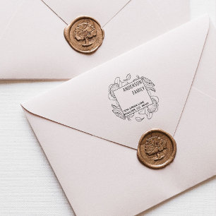 Modern Script Blommigt Returadress Rubber Frimärke Självfärgande Stämpel