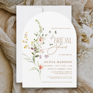 Modern Script Boho Blomster Trädgård Bröllopsdusch Inbjudningar
