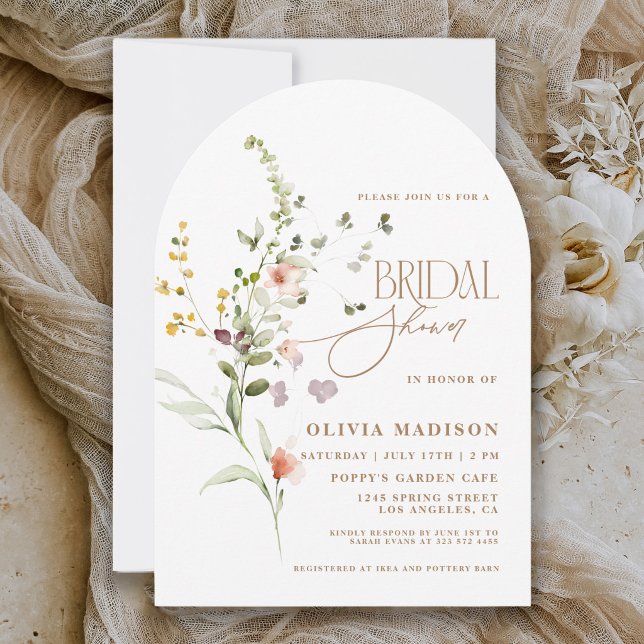 Modern Script Boho Blomster Trädgård Bröllopsdusch Inbjudningar (Skapare uppladdad)