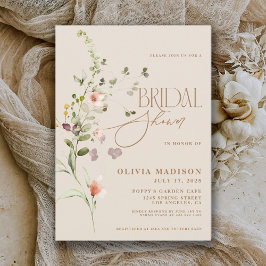 Modern Script Boho Blomsterträdgård Bröllopsdusch Inbjudningar
