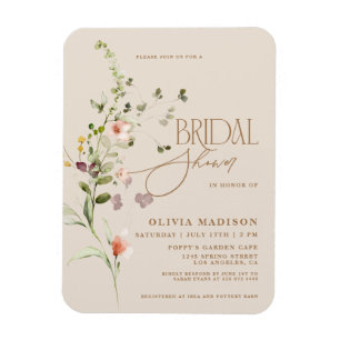 Modern Script Boho Blomsterträdgård Bröllopsdusch Magnet