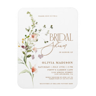 Modern Script Boho Blomsterträdgård Bröllopsdusch Magnet
