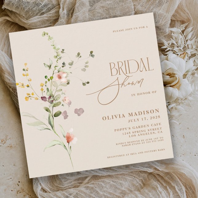 Modern Script Boho Blomsterträdgård Inbjudningar (Skapare uppladdad)