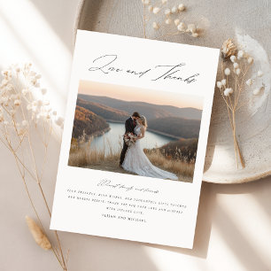 Modern Script Boho Bröllop Photo Tack Kort