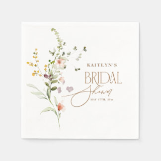 Modern Script Boho Flower Garden Bridal Shower Pappersservett