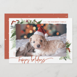 Modern Script Boho Greenery Terracotta Rust Photo Julkort