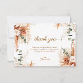 Modern Script Boho Terracotta Photo Studenten Tack Kort