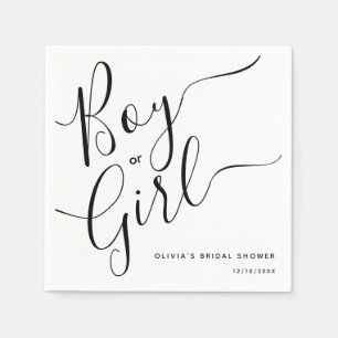 Modern Script Boy eller Girl Gender Reveal Party Pappersservett
