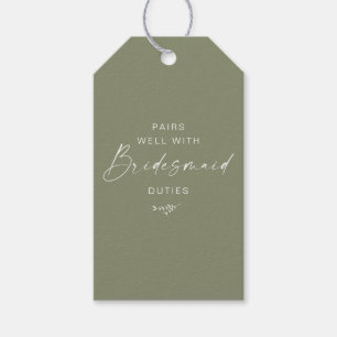 Modern Script Bridesmaid Frieri Sage Presentetikett