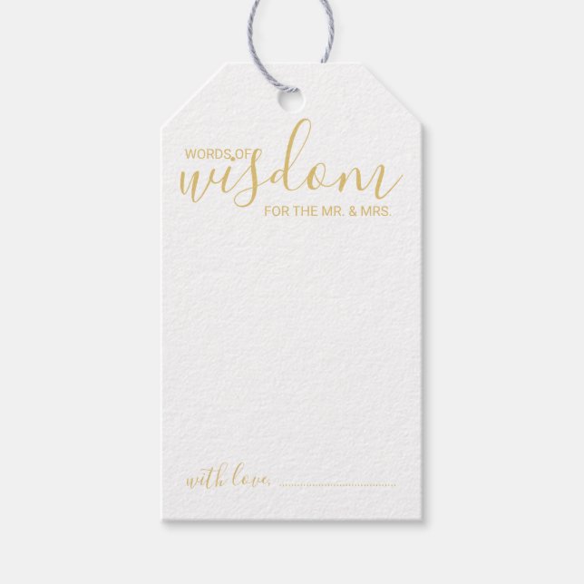 Modern Script Bröllop Adress och Önskemål Guld Presentetikett (Framsidan)