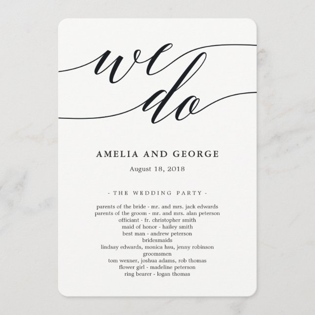 Modern Script Bröllop Ceremony-program Program (Framsida)