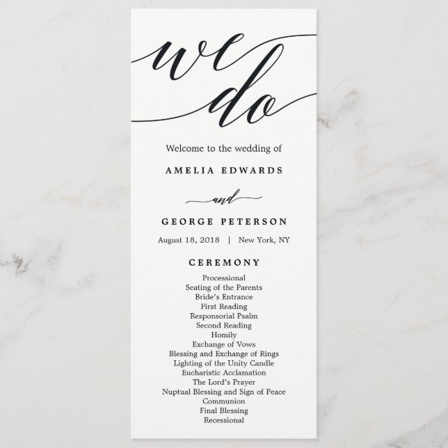 Modern Script Bröllop Ceremony-program Program (Framsida)