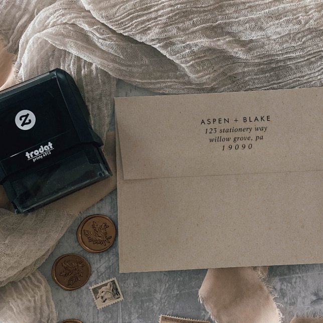 Modern Script Bröllop Returadress Självfärgande Stämpel (Skapare uppladdad)