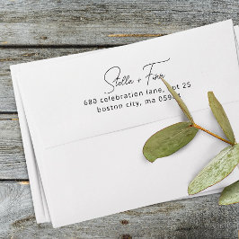 Modern Script Bröllop Returadress Självfärgande Stämpel