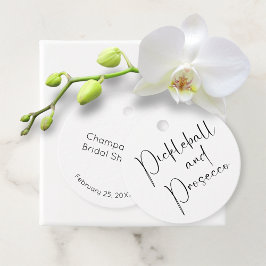 Modern Script Bröllopsdusch Pickleball & Prosecco Gåvor Etiketter