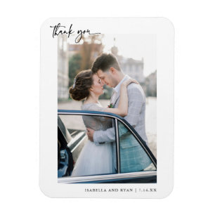 Modern Script Bröllopsfoto Tack Magnet