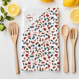 Modern Script Brown Mönster Kökshandduk