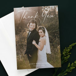 Modern Script Calligraphy Foto Bröllop Tack  Inbjudningar