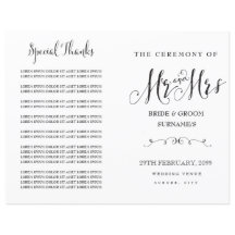 Modern Script Calligraphy Mr & Mrs Bröllopsprogram