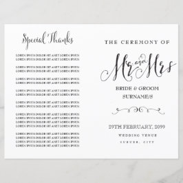 Modern Script Calligraphy Mr & Mrs Bröllopsprogram