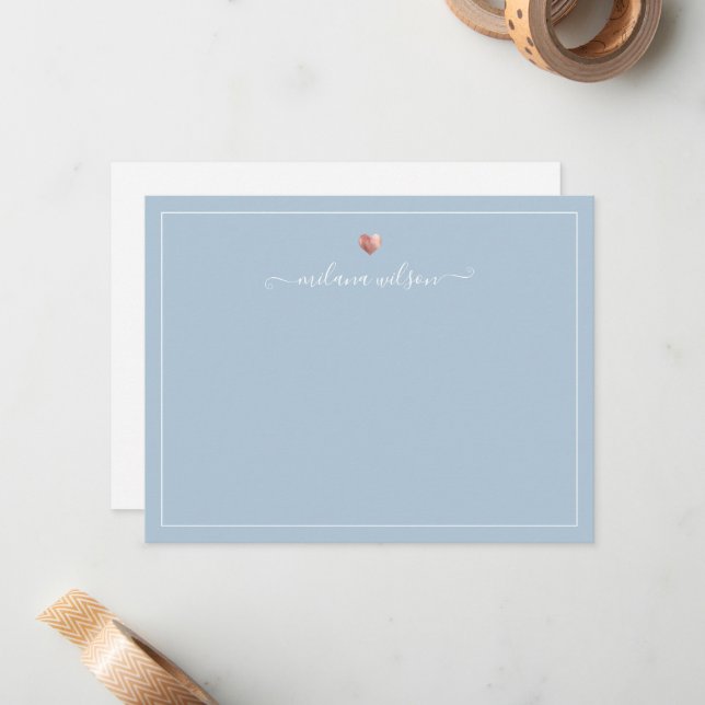 Modern Script Calligraphy Ro Guld Heart Anteckningskort (Fram/Back In Situ)