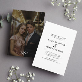 Modern Script Calligraphy White Photo Bröllop Inbjudningar