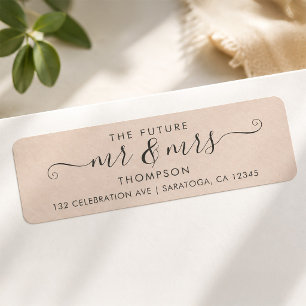 Modern Script Chic Future MR and MRS Rosa Returadress Etikett