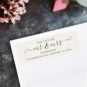 Modern Script Chic Future MR. och MRS Elegant Returadress Etikett