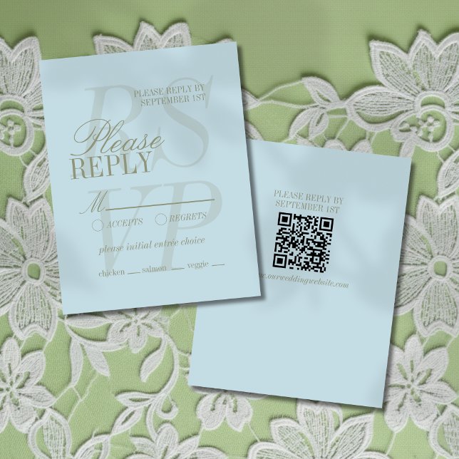 Modern Script Citrus Blå Formell Bröllop  OSA Kort (Invite guest to give their response for your big day with this Modern Script Citrus Blue RSVP!)