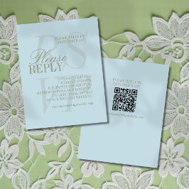 Modern Script Citrus blue QR Formal Wedding OSA Kort