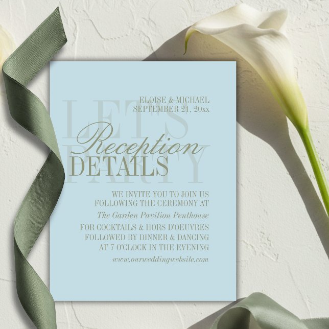 Modern Script Citrus Blue Wedding Details Tilläggskort (Modern Script Citrus Blue Wedding Details Enclosure Card)
