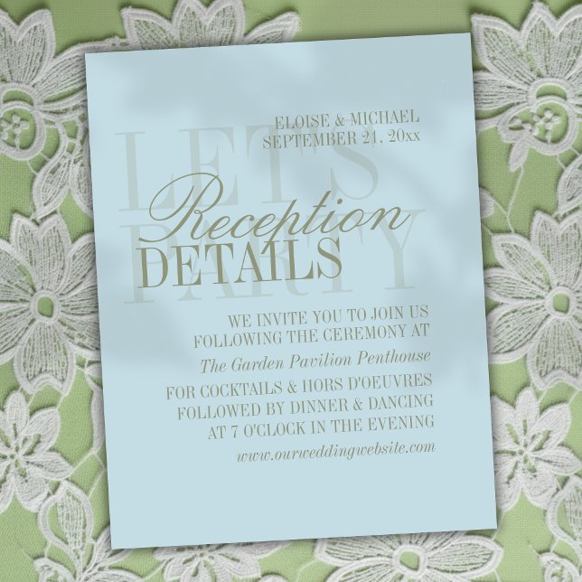 Modern Script Citrus Blue Wedding Details Tilläggskort (Invite guest to plan join the reception of your big day with this Modern Script Citrus Blue Card!)